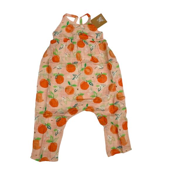 NWT Angel Dear 6/12M Peaches Tie Back Romper - Picture 1 of 6